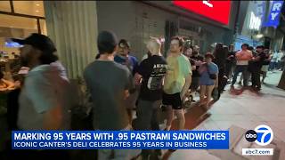 Long lines form for Canter's Deli 95-year celebration in LA's Fairfax District