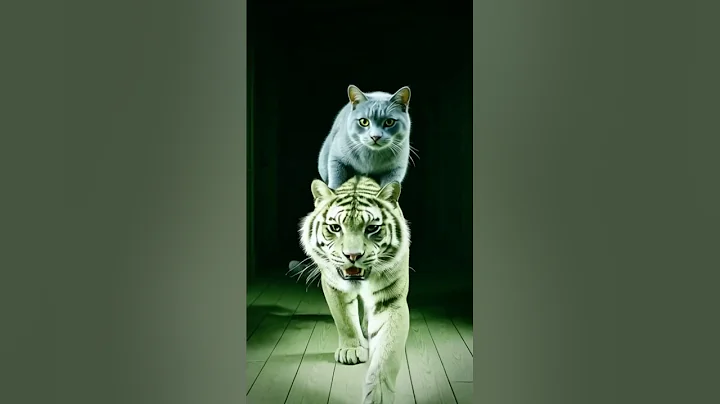 Watch the video about British shorthair cat riding a tiger #britishshorthair #shorts