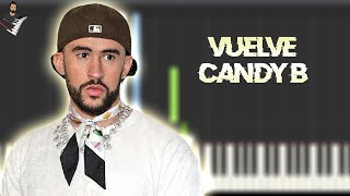 BAD BUNNY - VUELVE CANDY B | Instrumental Piano Tutorial / Partitura / Karaoke / MIDI
