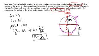Modeling of Ferris wheel using a cosine function