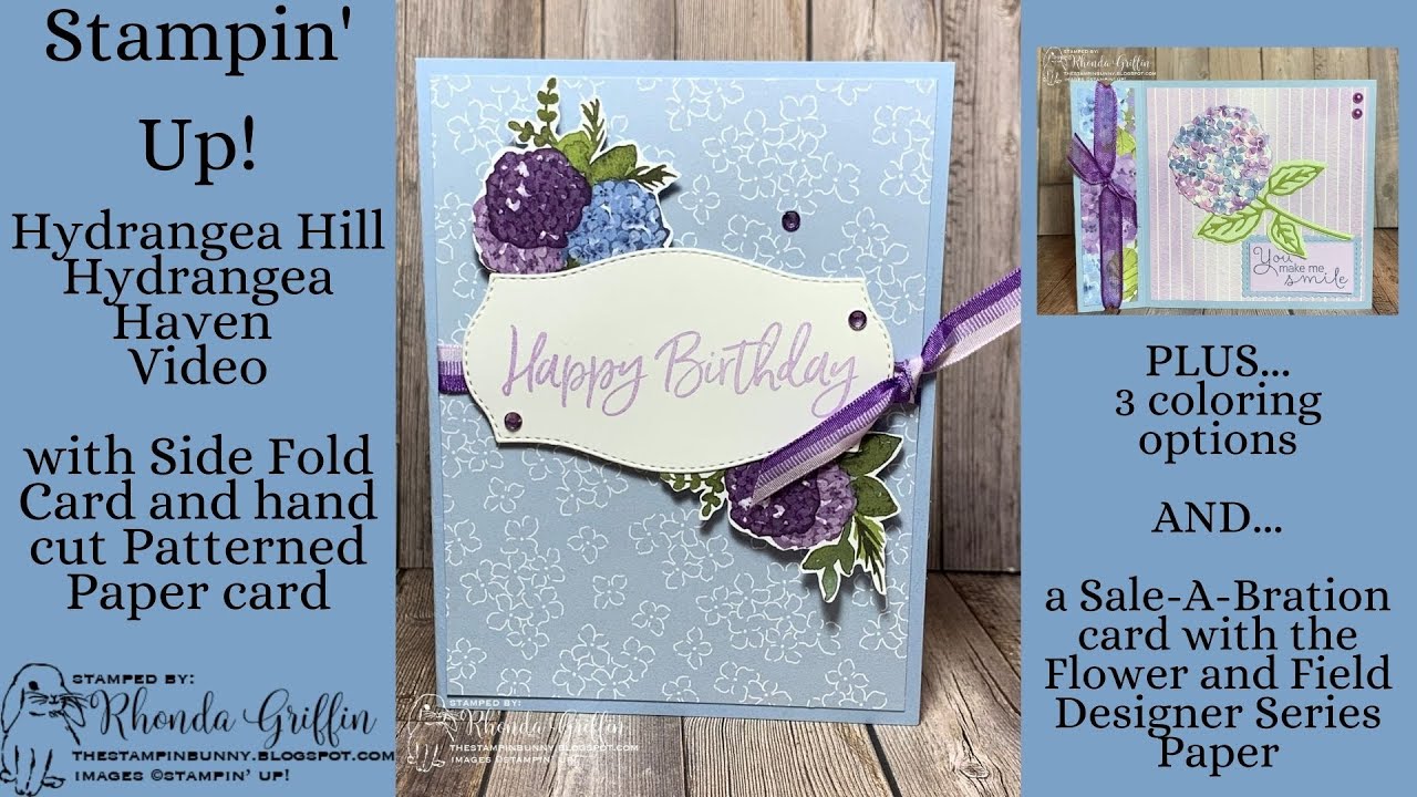 Hydrangea Hill Side Fold Stampin Up! Card plus other cards! - YouTube