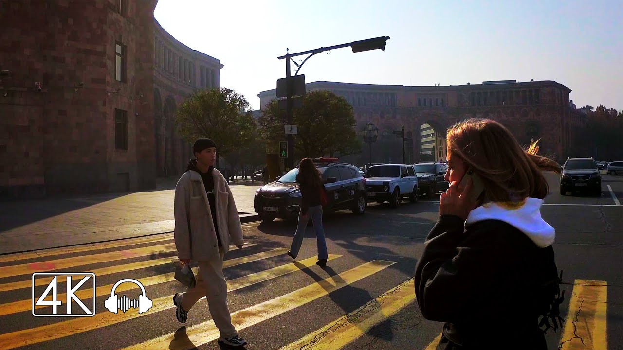 Yerevan Kentron, Armenia, Walking Tour 4k 60fps with Binaural Sound