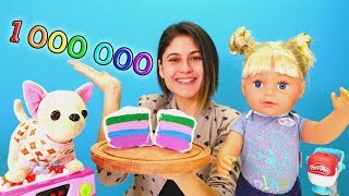 Bir Milyon Aboneye Özel Video Ayşe Gül Ve Loliye Pasta Yapıyor. Hamur Oyunu