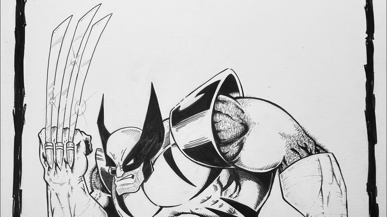 Drawing WOLVERINE GORFEX COMICS STYLE PART3 inking continues 