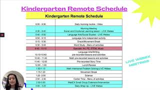 2020 Kindergarten Remote Schedule Profile