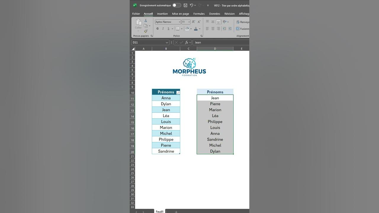 Comment trier par ordre alphabétique sur Excel ? YouTube
