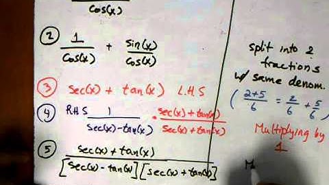 Sec 5.2 Trig Proofs - Working Both Sides - Separating fractions
