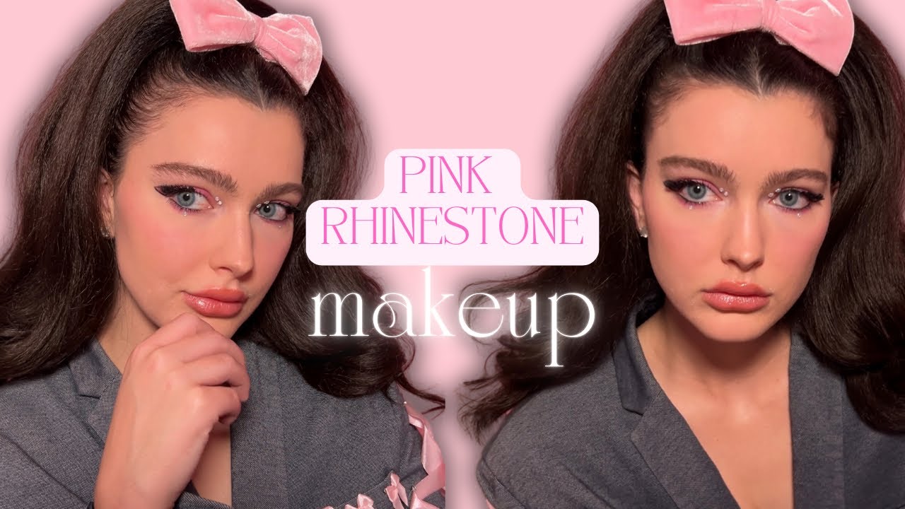 Euphoria makeup | Bright pink eye look with rhinestones