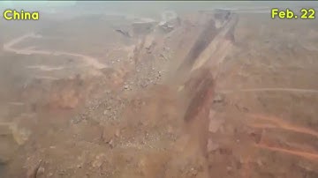 China 180-meter tall slope open-pit mine Collapse