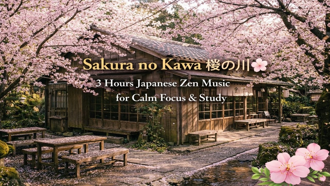 Sakura no Kawa 桜の川 🌸 3 Hours Japanese Zen Music for Calm Focus & Study