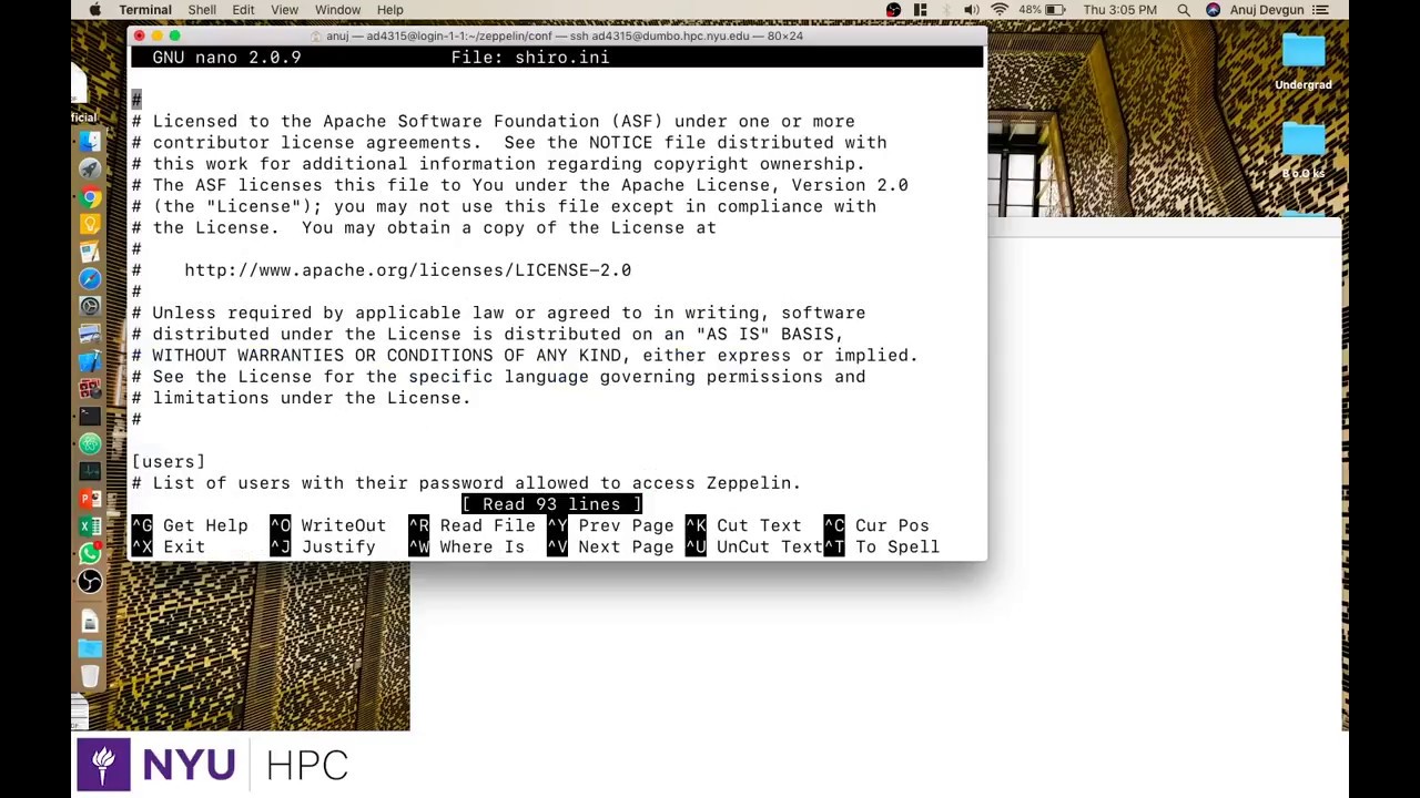 Running Zeppelin on Dumbo Cluster