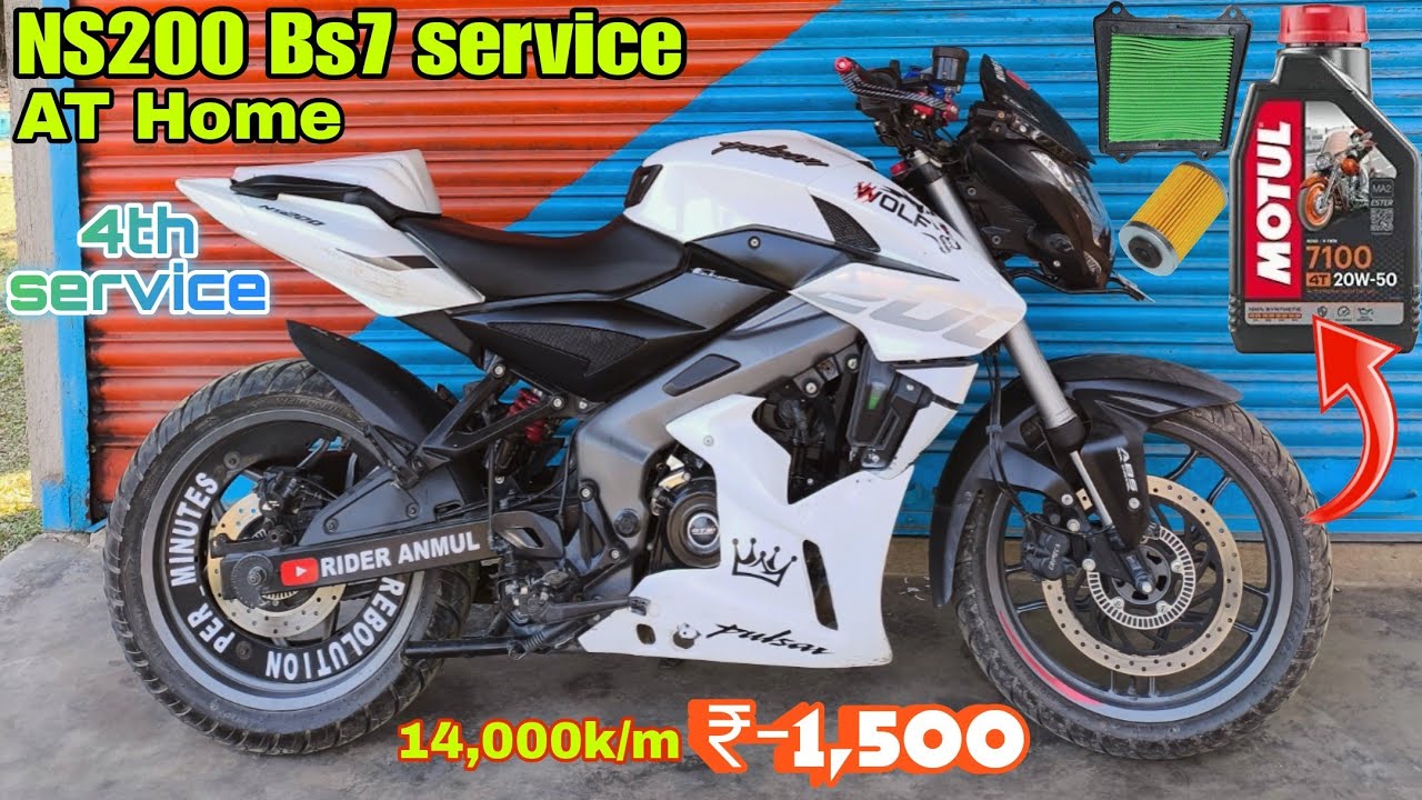 Pulsar Ns200 BS7 Fourth Service🧑🏻‍🔧||service in just ₹1500/-😱How To Service Ns200 At Home