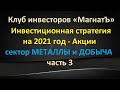 Акции сектор МЕТАЛЛЫ и ДОБЫЧА - инвестиционная стратегия на 2021 год - Клуб инвесторов «МагнатЪ» ч.3