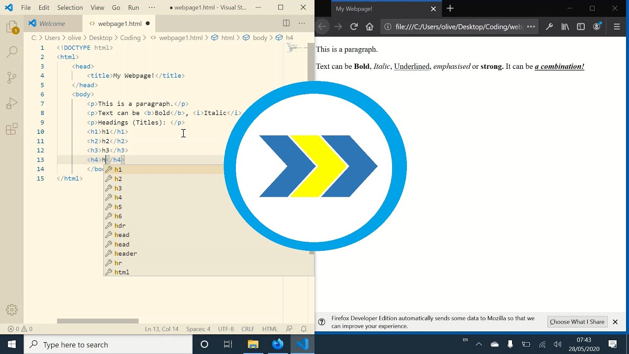 Coding Your First Webpage Using HTML - Free Web Development Tutorial #1 ...