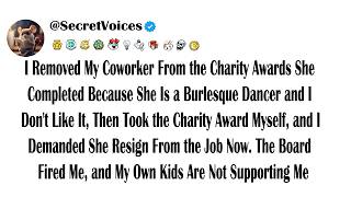 I Removed My Coworker From the Charity Awards She Completed Because She Is a Burlesque Dancer and...
