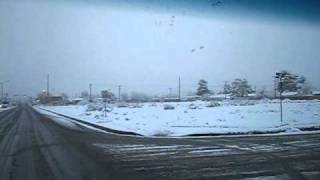 1/3/11 mojave high desert, ridgecrest california, winter snow storm.
driving north on china lake blvd. this is one of the sunniest places
in country so t...