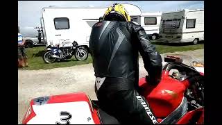 Joey Dunlop original 1995 CBR600 shake down test at Cadwell Park Mike Spike Edwards onboard