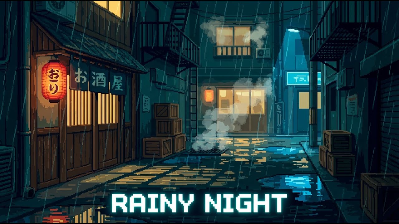 Rainy Night in Japan 🌧️ Pixel Lofi for Deep Focus & Calm