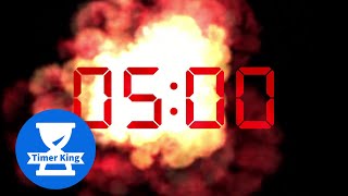 5 Minute Ticking Countdown Timer With Bomb Explosion Sound. Digital LED Style.