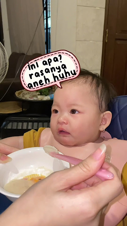 reaksi yuka-chan pertama kali makan bubur MPASI buatan aku!! #yuka #baby #mpasi #cooking #babyfood