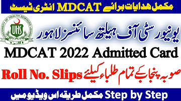 How to download UHS MDCAT 2022 Admitted Card Students Province Punjab- Complete guidelines Test Day