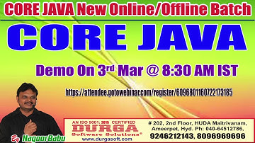 CORE JAVA Online Training in DURGASOFT