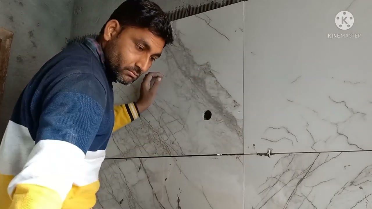 2×4 Tiles कैसे लगाएं New Modern तरीका Adhesive fitting बाथरूम wall 