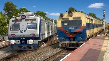 Different Types of AC+Non AC EMU local trains+MEMU trains & Express Trains at Palta Station
