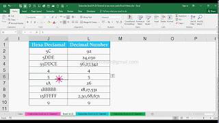How to convert Hexa Decimal to Decimal Number in Excel 2016
