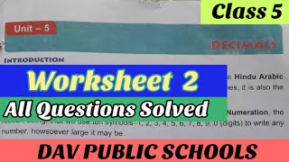Dav class 5 maths chapter 5 Decimals Worksheet 2 - All  Questions Solved