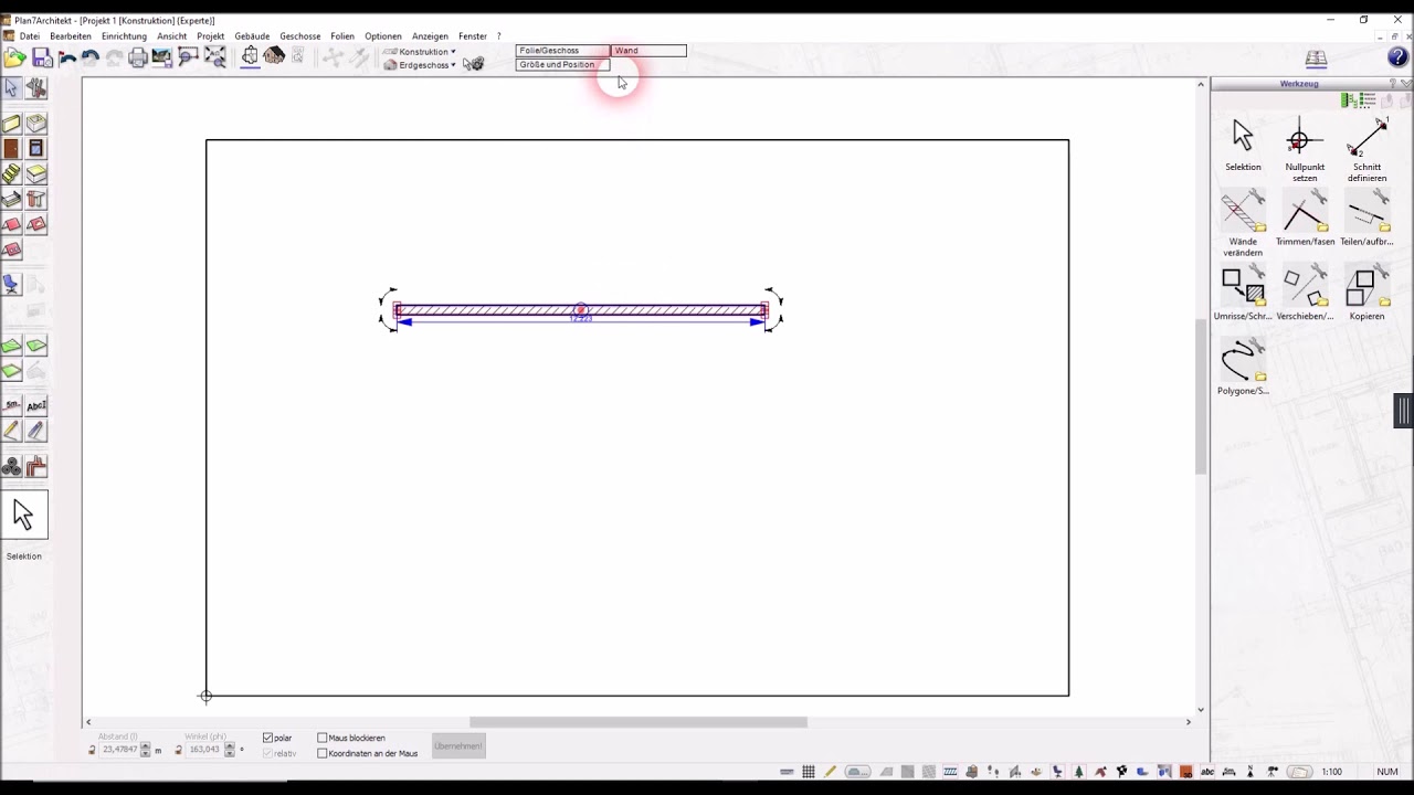 Wanddicke einstellen und in der Datenbank speichern   Plan7Architekt