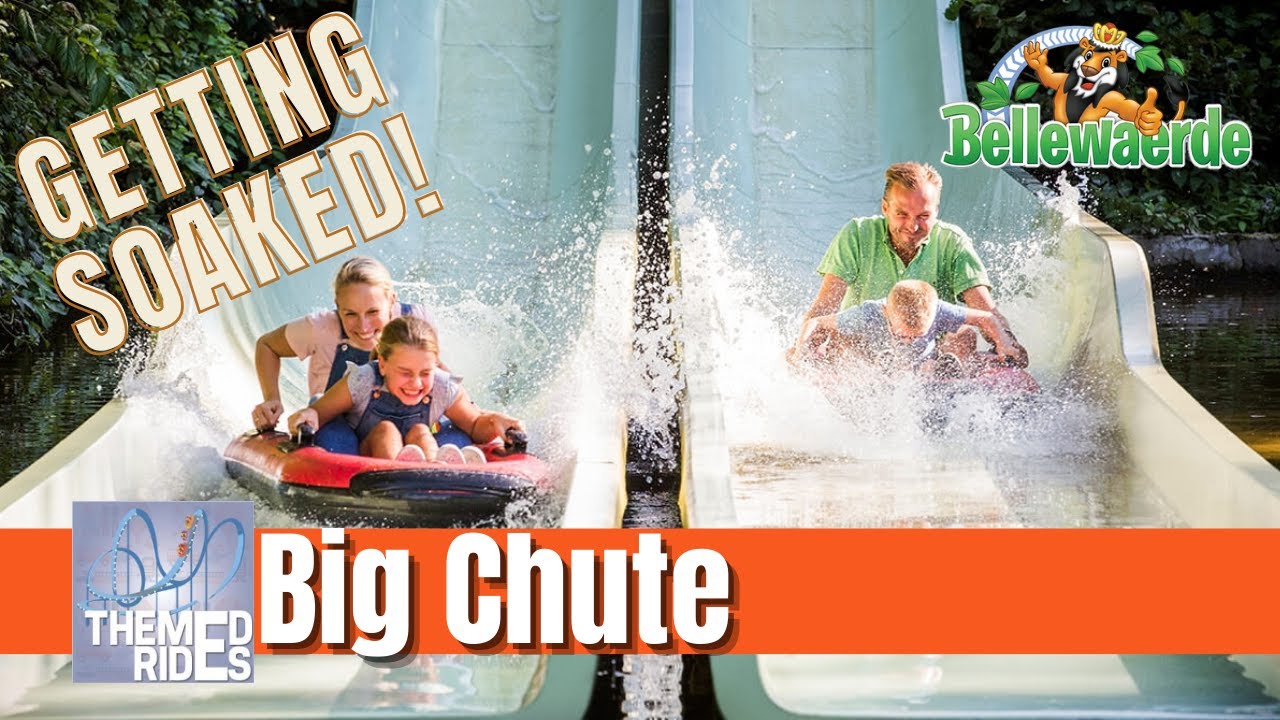 Bellewaerde Belgium Big Chute - Van Egdom soaked waterslide - Themed Rides offride / onride - POV