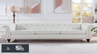 LEVNARY Chesterfield Sofa Classic Tufted Upholstered Leather Couch Modern 3 Seater Couch