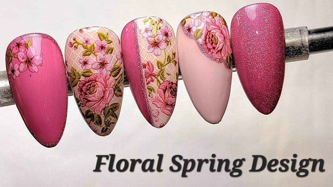 4. Peach and Floral Gel Nail Design - wide 8