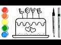 Cake drawing Painting Step by step for kids and toodlers very easy🌈 menggambar untuk anak dan balita