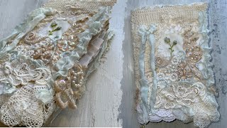 Shabby chic junk journal flip through- modeling paste - vintage style - grungy (sold)