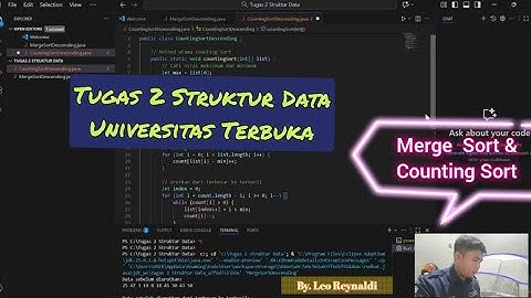TUGAS 2 STRUKTUR DATA | Descending data Menggunakan Merge Sort & Counting Sort | Universitas Terbuka