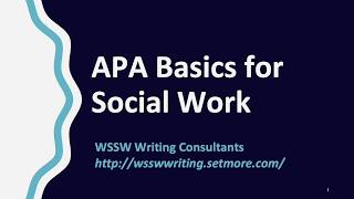 APA Basics for Social Work