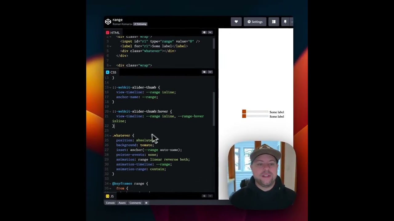 Attach a CSS keyframe animation to a range input slider