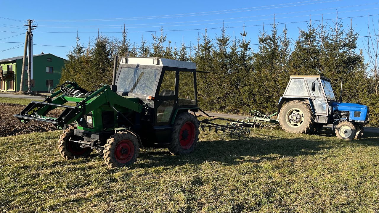 Vláčení pole s traktorem domácí výroby. V3S, Avia A30