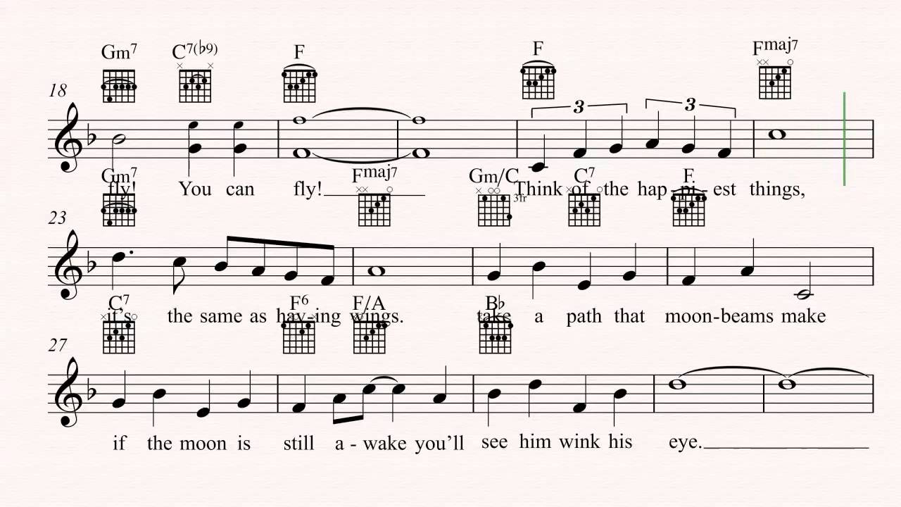 Guitar You Can Fly Peter  Pan  Sheet Music Chords  