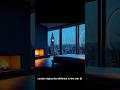 POV: Rainy London Penthouse Night ☔ Cozy Fireplace Ambience #shorts