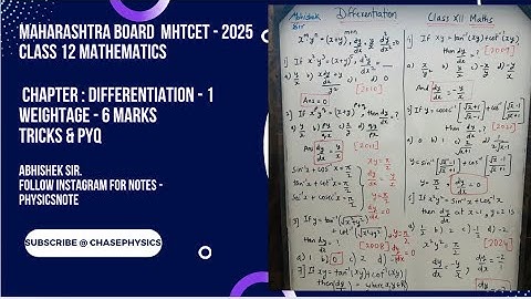 Differentiation Tricks & PYQs || MHTCET 2025 #maths #mhtcet #differentiation