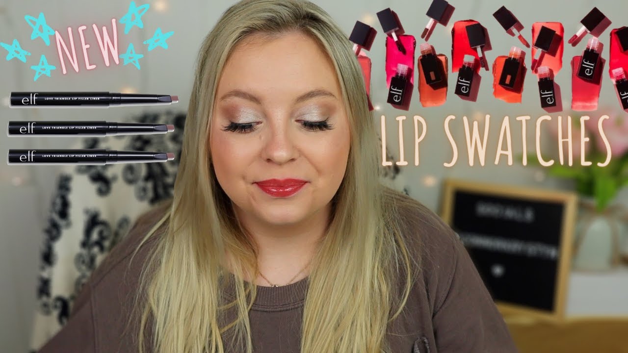 TRYING THE NEW ELF COSMETICS GLOSSY LIP STAINS & LOVE TRIANGLE LIP