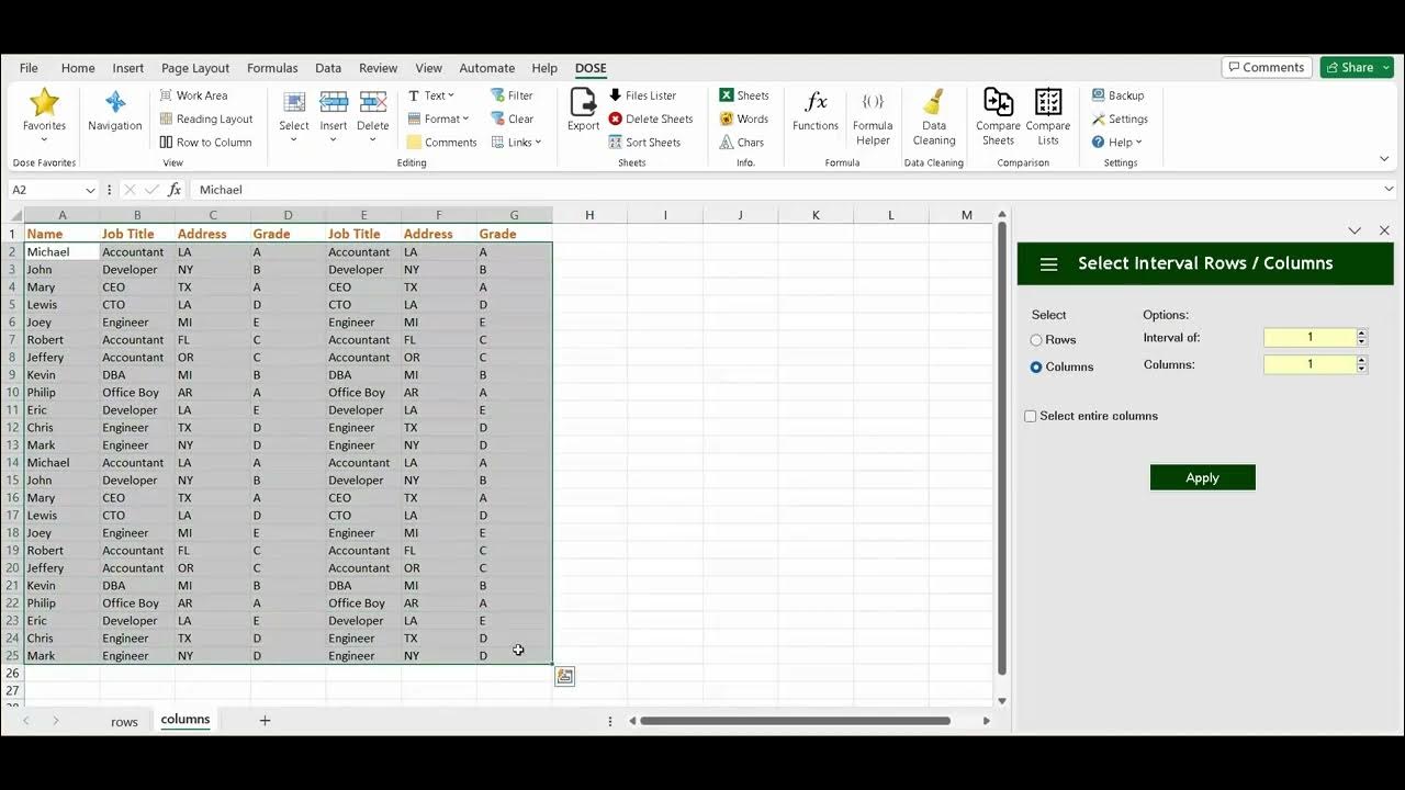 How to Select Interval Rows or Columns in Excel - YouTube