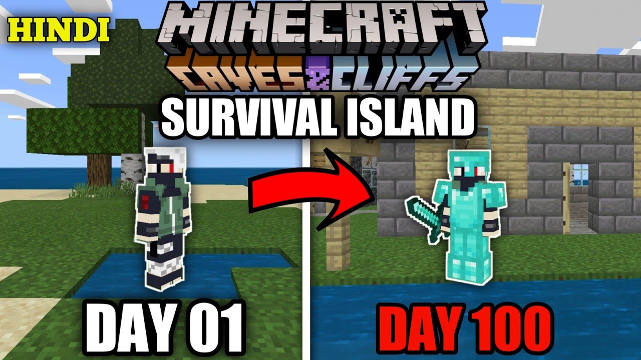 I Survived 100 Days On a Survival Island In Minecraft (Hindi) - YouTube