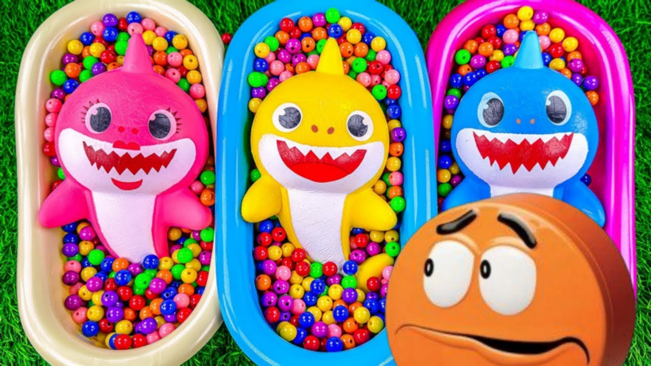 3 Minutes Satisfying Video with Mixing Funny Candy ASMR Sound & Rainbow Shark in Magic Bathtubs
