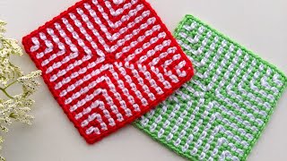 Crochet Moss Stitch Granny Square