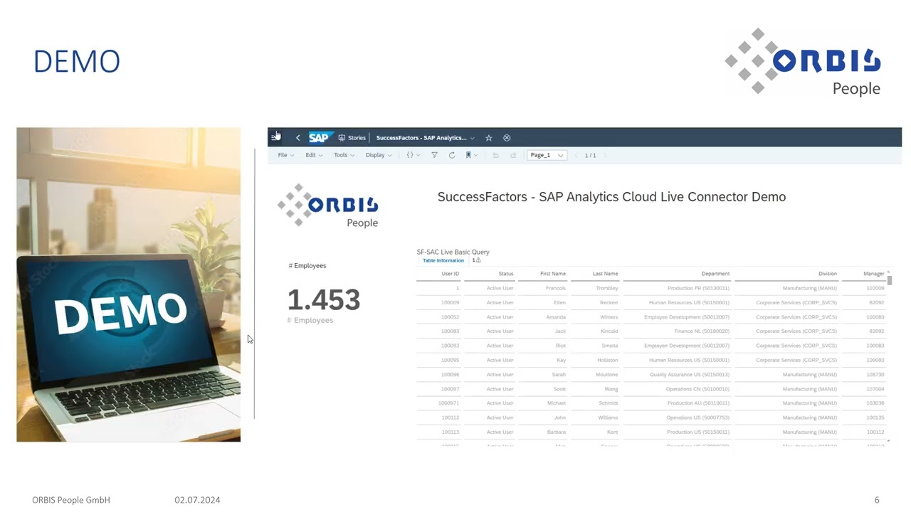 SuccessFactors  - SAP Analytics Cloud Live Connector DEMO