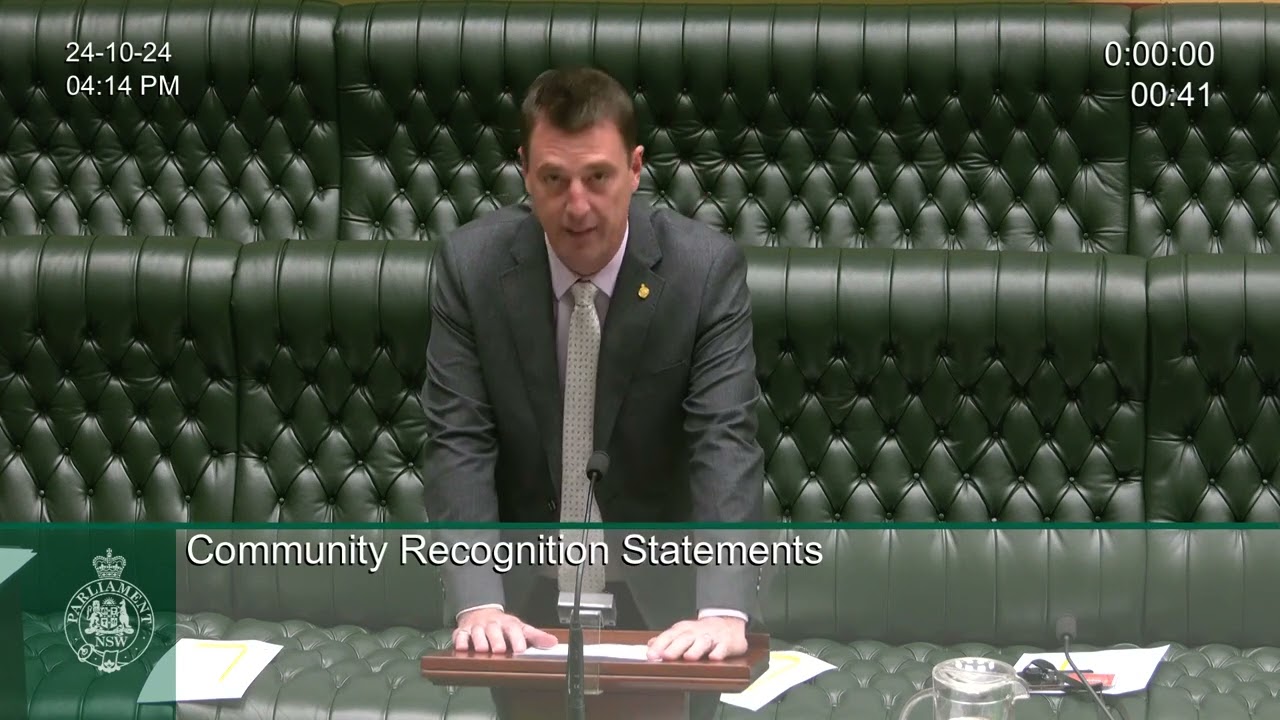 Community Recognition Statement of Collaroy Tennis Club at NSW Parliament by Michael Regan Oct 2024